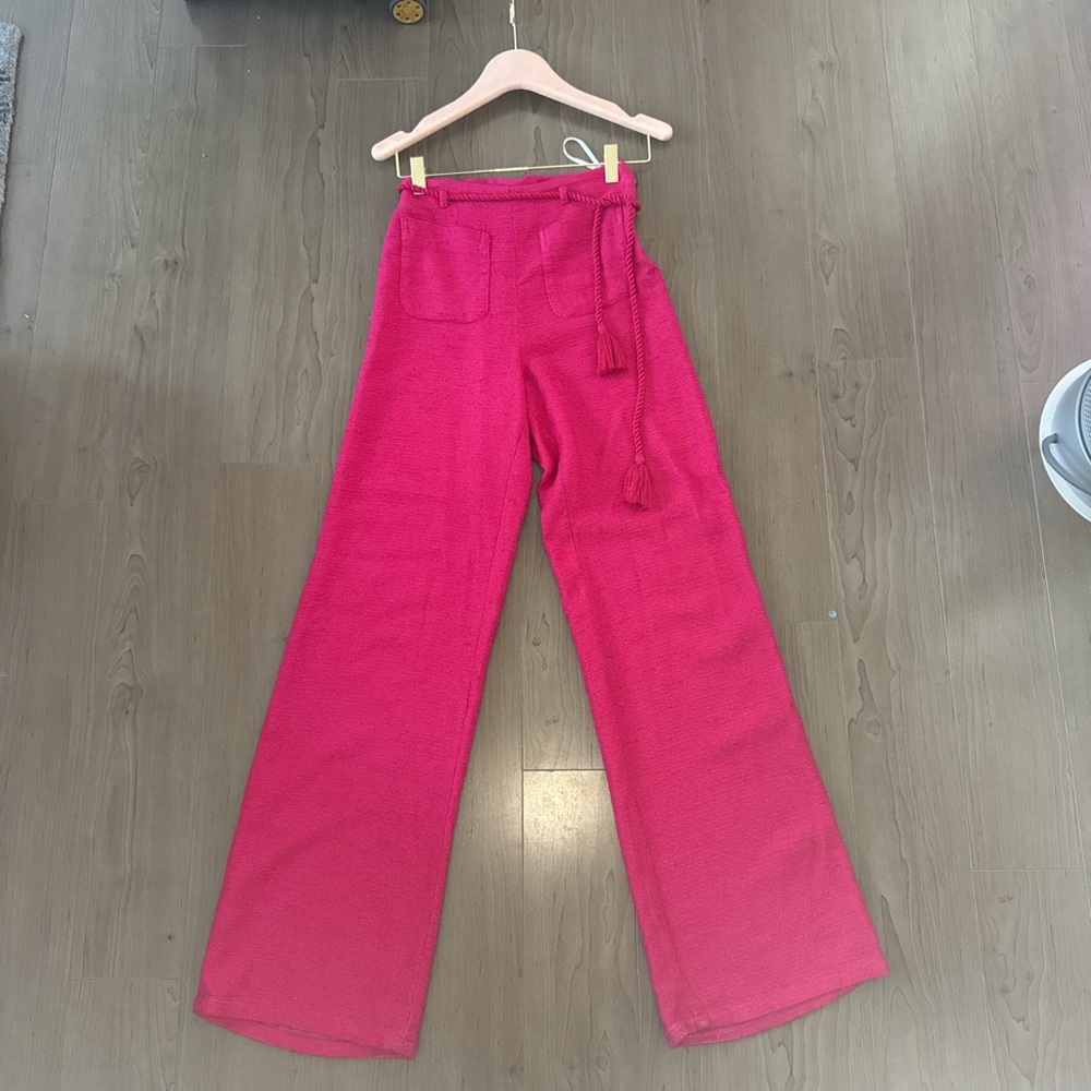 Kids Wide-Leg Tweed Pants in Pink